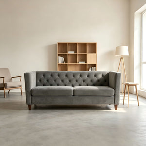Button Tufted 3 Seater Sofa For Living Room
