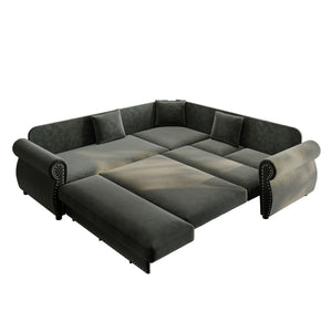 L-Shaped Sofa Couch With Pull-Out Bed