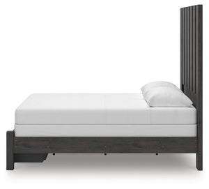 Fraluna - 3 Pc. - Queen Panel Storage Bed, Dresser And Mirror - Charcoal