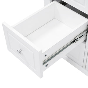 Bathroom Vanity Cabinet Only, 6 Soft Close Drawers & Double Doors - White