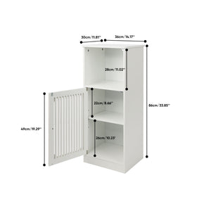 Louvered Door Bathroom Low Cabinet With Multi Layer Storage - White