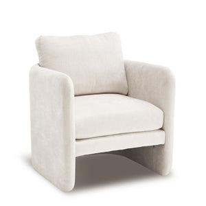 Armchair With Low Profile Curved Frame - Beige