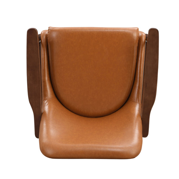 Mid - Century Accent Chair With Cushioned Seat, Brass Tipped Legs