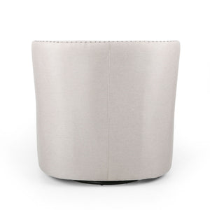 Modern Upholstered Swivel Club Chair With Nailhead Trim