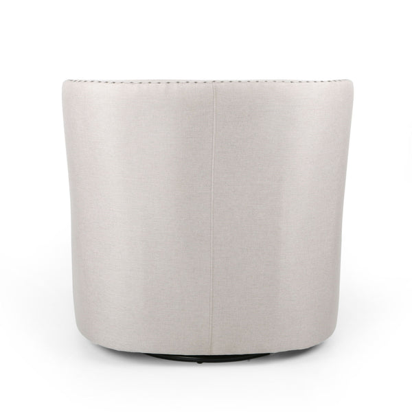 Modern Upholstered Swivel Club Chair With Nailhead Trim