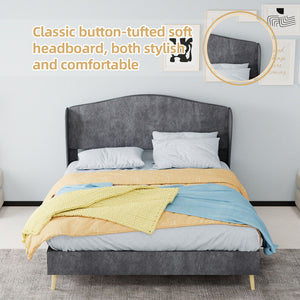 Upholstered Bed, Tufted Headboard, Comfortable Sleep