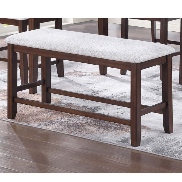 6 Piece Counter Height Dining Set Table With Storage Ladder Back Chairs And Bench - Walnut