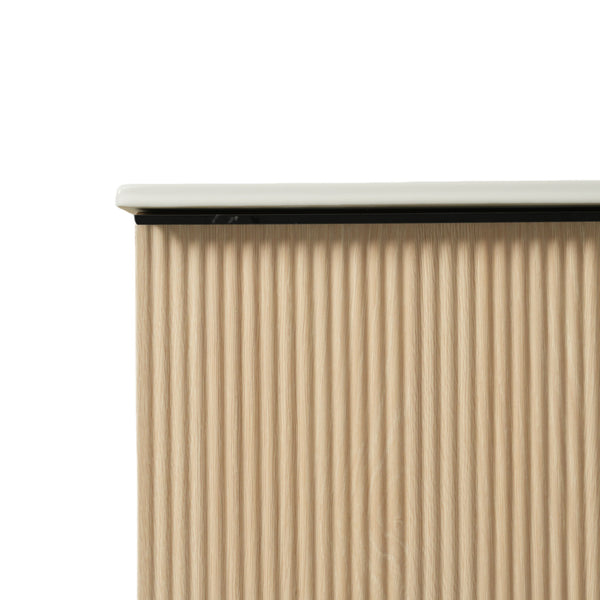 Fluted Bathroom Vanity With Ceramic Sink, Soft Close Slides