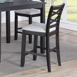Dining Table Set With 4 Cross Back Chairs, Upholstered Cushions - Charcoal
