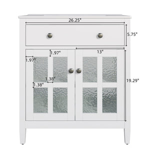 Bathroom Vanity With Ceramic Sink, Adjustable Shelf & Tip Out Tray
