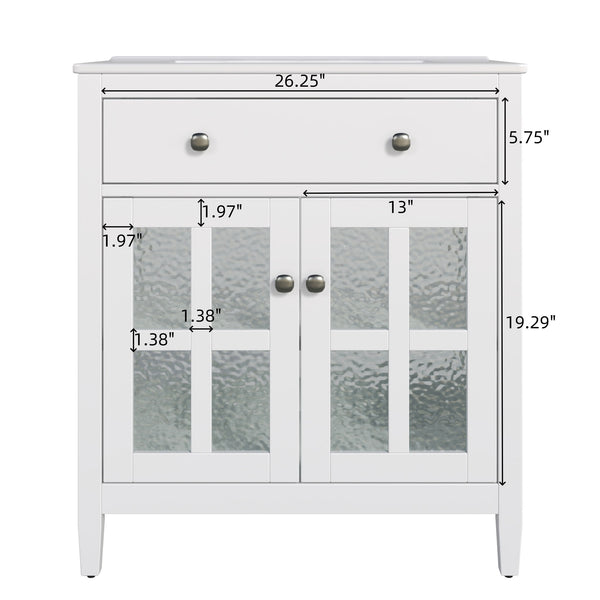 Bathroom Vanity With Ceramic Sink, Adjustable Shelf & Tip Out Tray