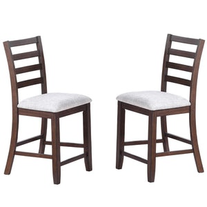 6 Piece Counter Height Dining Set Table With Storage Ladder Back Chairs And Bench - Walnut