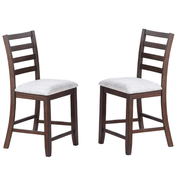 6 Piece Counter Height Dining Set Table With Storage Ladder Back Chairs And Bench - Walnut