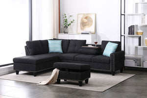 Alger - Left Hand Facing Sofa & Chaise With Ottoman