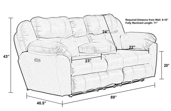 Ferrington - Power Lay Flat Reclining Console Loveseat with Power Adjustable Headrest & Lumbar