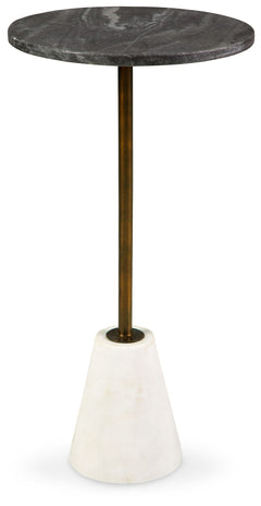 Caramont - Accent Table with White Base - Black / White / Gold Finish