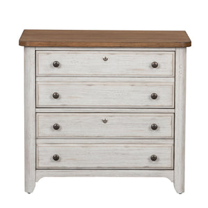 Farmhouse Reimagined - Lateral File - Antique White / Chestnut Tops
