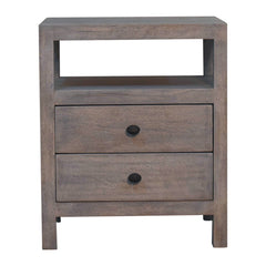 2 Drawer Open Bedside Table - Brown