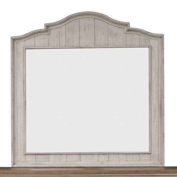Farmhouse Reimagined - Mirror - Antique White / Chestnut Tops