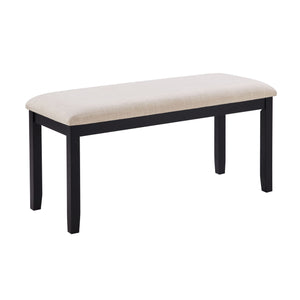 6 Piece Dining Table Set With Bench - Beige / Black / Oak