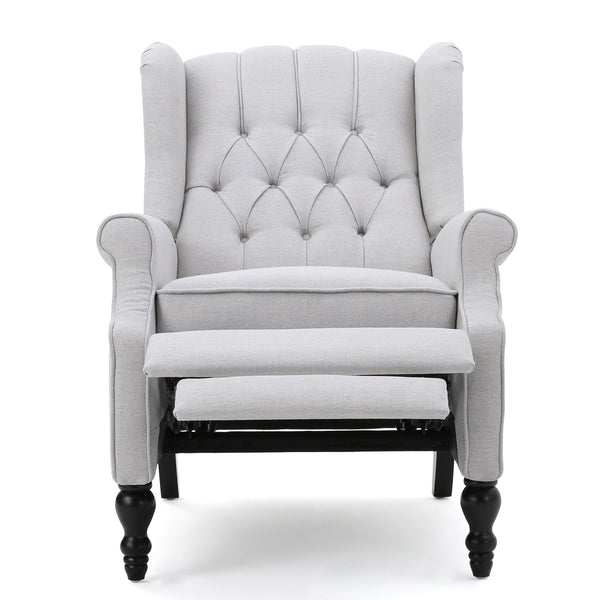 Armchair Recliner With Pushback Mechanism And Wingback Design