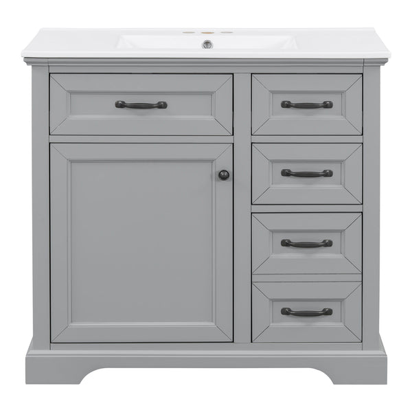 36" Bathroom Vanity With Sink, 2 Tip-Out Drawers, Soft Close Hinges