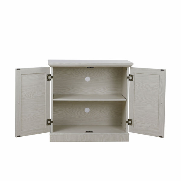 Sideboard Cabinet With Mirrored Doors, Adjustable Shelf, Metal Handles