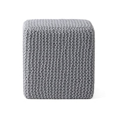 Chabani - Indoor Modern Knitted Fabric Cube Pouf Ottoman - Light Gray