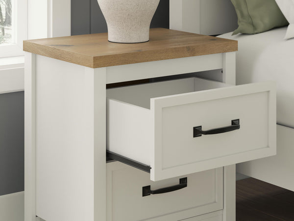 Kerisden - Two Drawer Night Stand - White / Brown