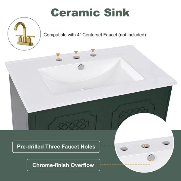 Bathroom Vanity With Sink, Soft Closing Door, Multi Functional Storage