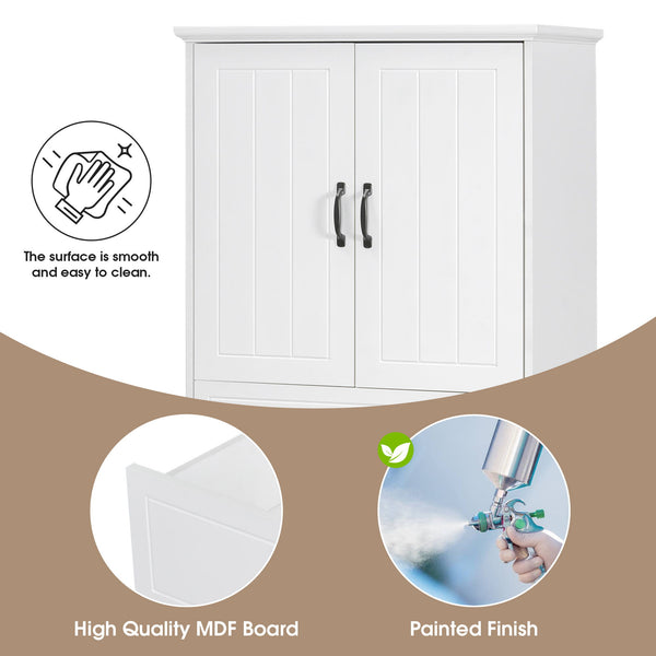 Modern Bathroom Storage Cabinet With Two Laundry Baskets, One Drawer, Adjustable Shelf