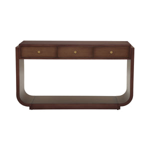 Console Table With 3 Drawers, Display Shelf, Curved Legs - Walnut
