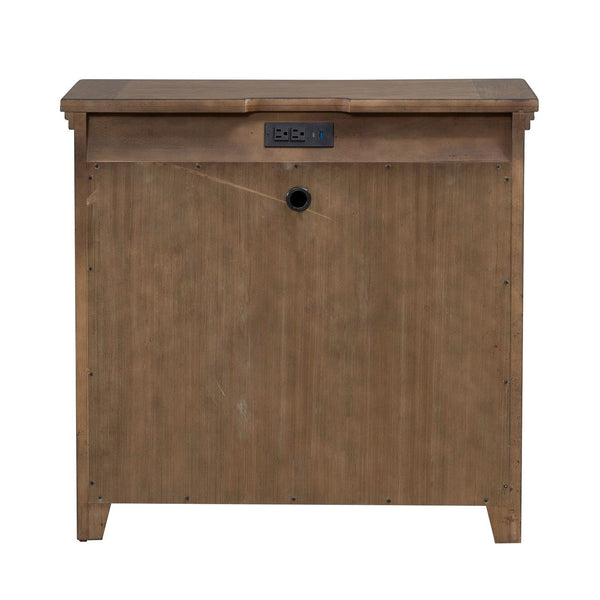 Carolina Park - 2 Door Bedside Chest With Charging Station - Amber Brown