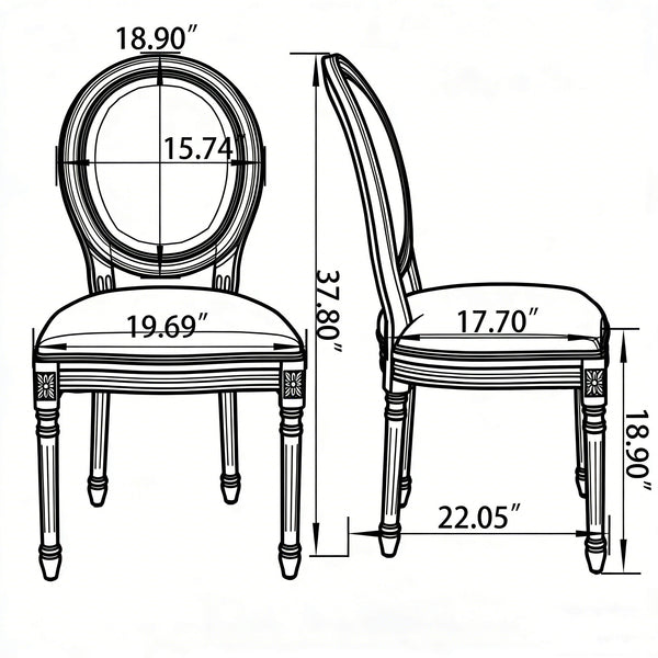 Upholstered & Round Back Dining Chairs (Set of 2)