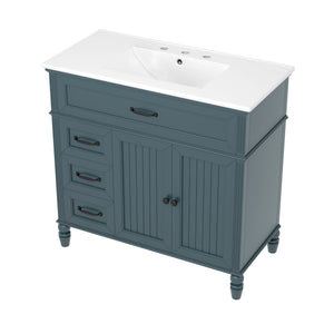 Bathroom Vanity With Sink, 2 Doors 2 Drawers, Freestanding Design