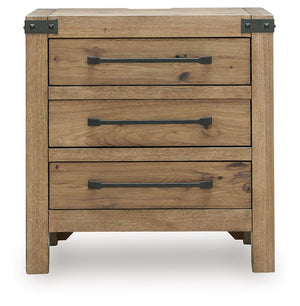 Ridgester - Three Drawer Night Stand - Light Brown