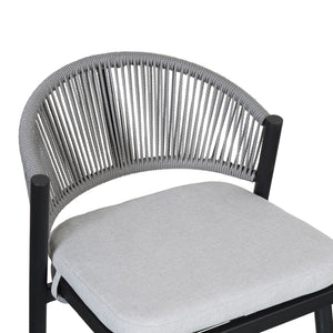 Outdoor 26" Counter Height Metal Frame Counter Stools With Scallop Shaped Backrest & Water Resistant Cushions