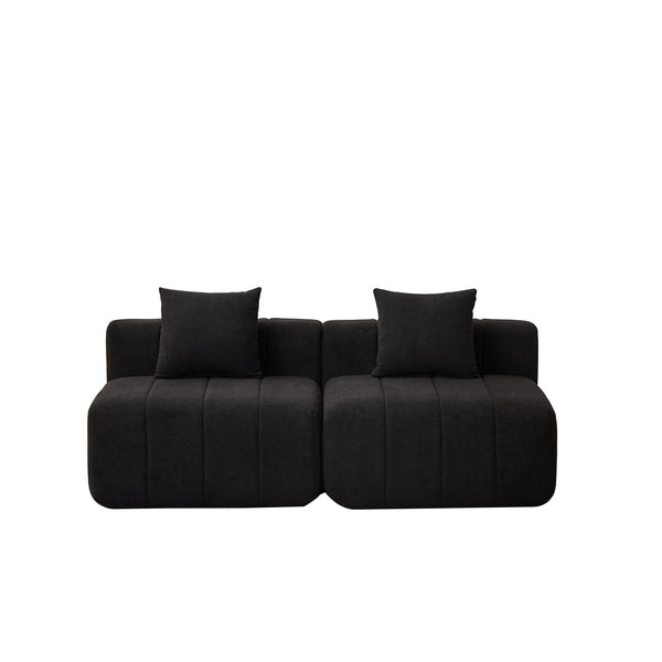 Modular Sectional Sofa With 2 Pillows, Symmetrical Design