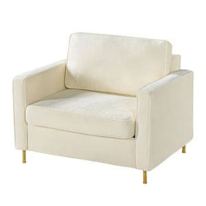 Accent Chair Upholstered Single Sofa With Square Arms, Sewn Pillow Back For Living Room