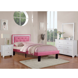 Glamours Style Bed With Diamond Tufted Padded Headboard