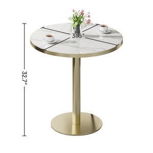 Round Bistro Table - Gold / White