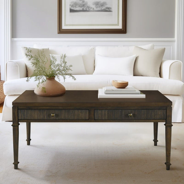 Fluted - 2 Drawer Coffee Table - Brown
