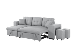 Daniel - Upholstered Reversible Sectional With Pull Out Loveseat - Light Gray