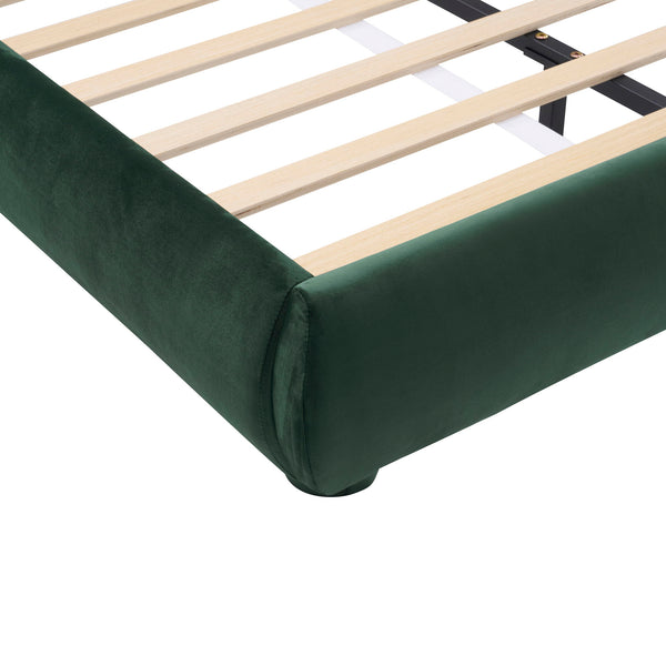 Upholstered Simple Modern Bedroom Bed With Curved Headboard