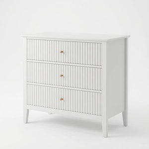 3 Drawer Nightstand, Wide With Soft Close Slides - White