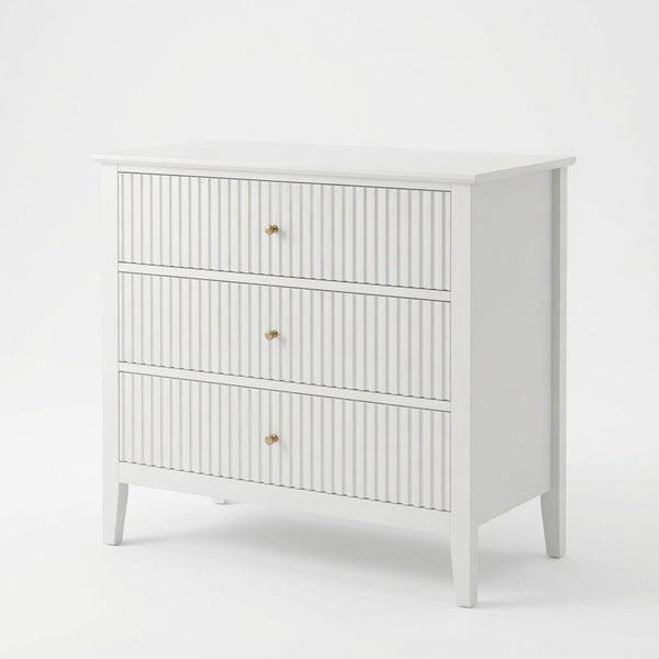3 Drawer Nightstand, Wide With Soft Close Slides - White