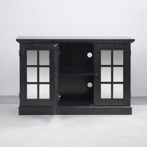 Storage Cabinet With 3 Mirrored Acrylic Doors, Adjustable Shelves