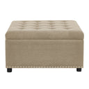 Square Tufted Storage Ottoman With Nailhead Trim