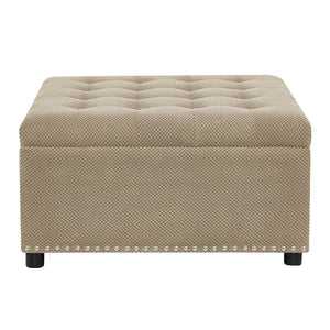 Square Tufted Storage Ottoman With Nailhead Trim