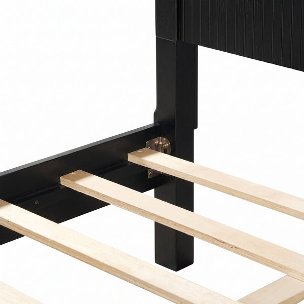 Fluted Platform Bed Frame, No Box Spring Needed